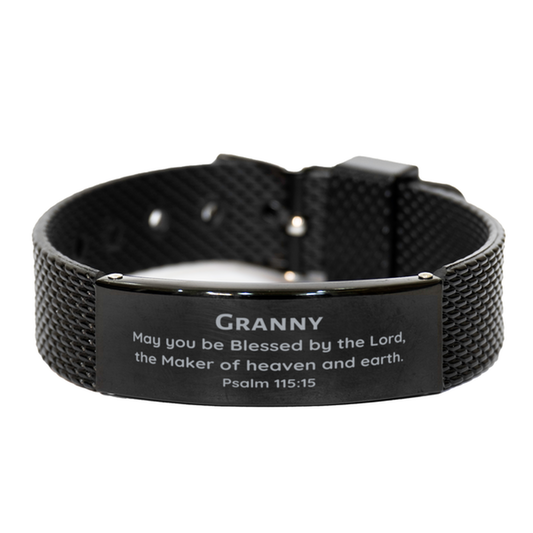 granny black shark mesh bracelet engraved inspirational jewelry for grandma birthday gift psalm 115 15