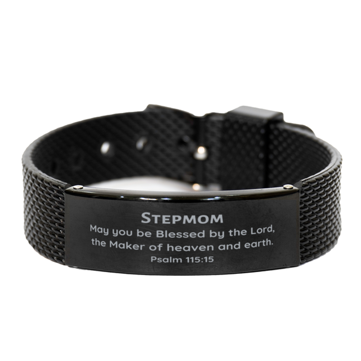 stepmom engraved black shark mesh bracelet may you be blessed by the lord inspirational gift for stepmom on christmas birthdays and holidays unique bracelet for stepmom