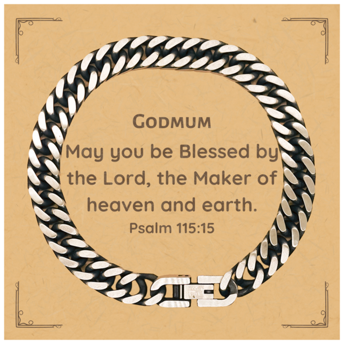 godmum cuban link chain bracelet engraved with psalm 115 15 perfect gift for birthday christmas and graduation inspirational jewelry for godmum