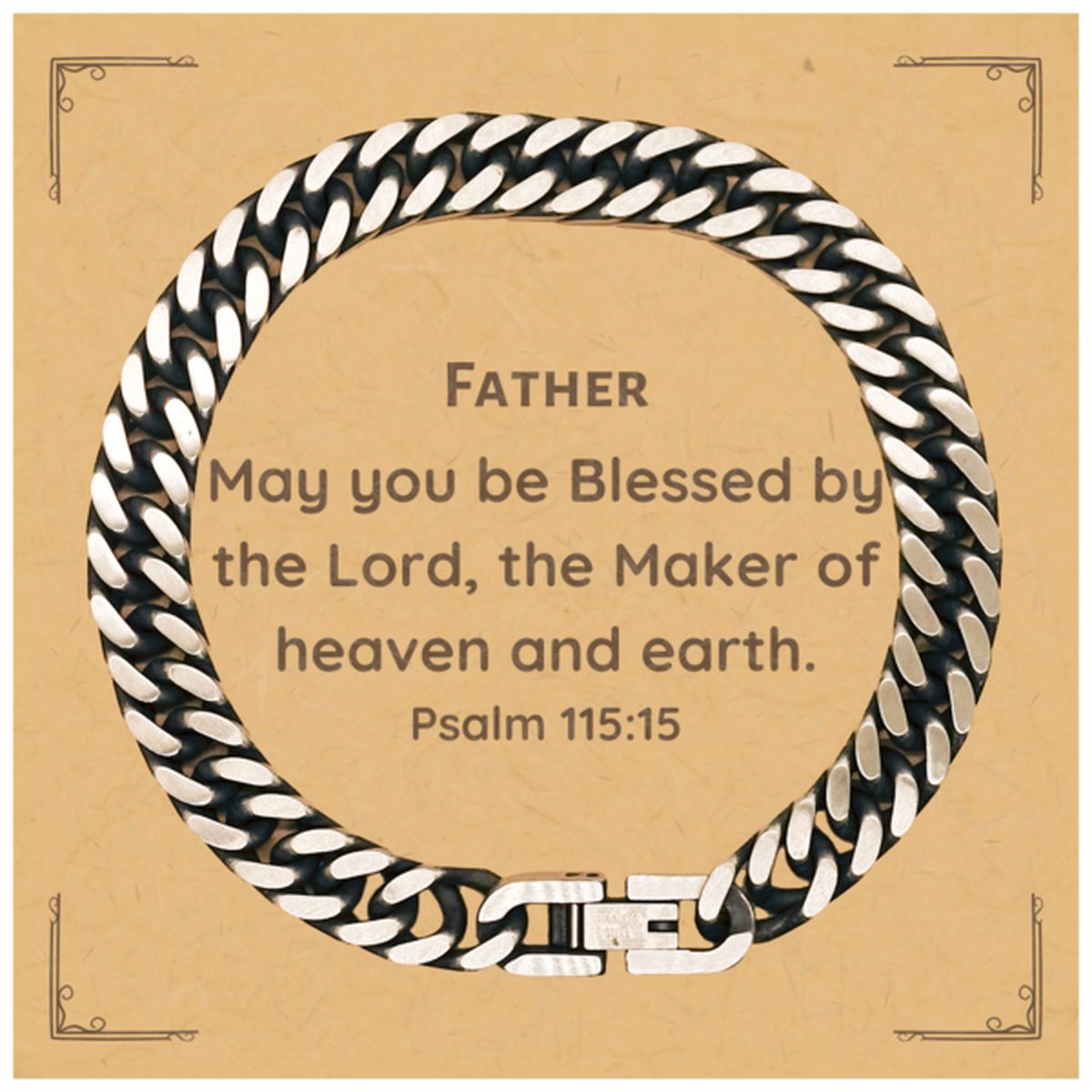 fathers day gift cuban link chain bracelet psalm 115 15 blessings for dad inspirational jewelry for him unique christmas present for men