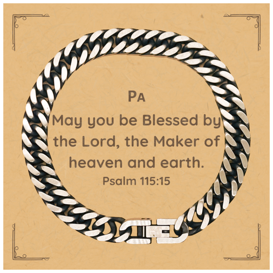 faithful cuban link chain bracelet for men women birthday gift engraved psalm 115 15 inspirational jewelry for confidence and hope perfect christmas graduation veterans day present