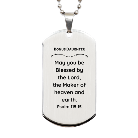 silver dog tag bonus daughter engraved necklace inspirational psalm 115 15 gift for stepdaughter birthday christmas graduation unique jewelry for women and girls