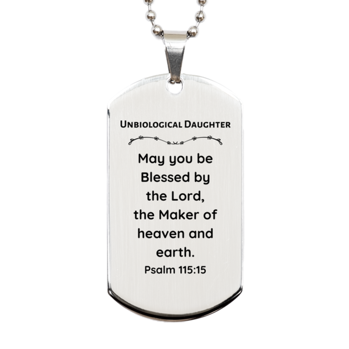 engraved silver dog tag unbiological daughter blessing psalm 115 15 inspirational gift for her birthday graduation easter