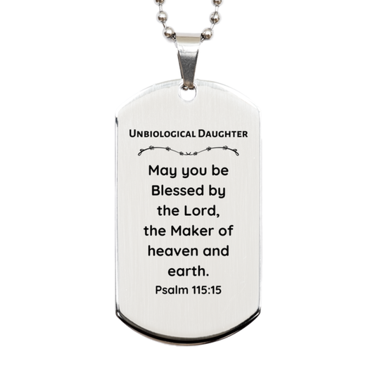 engraved silver dog tag unbiological daughter blessing psalm 115 15 inspirational gift for her birthday graduation easter