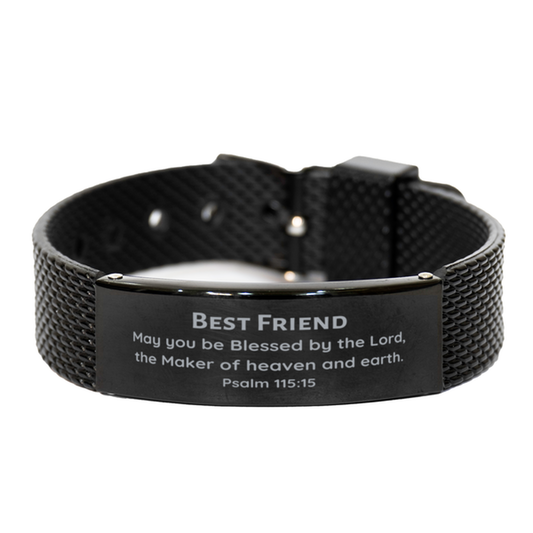 black shark mesh bracelet best friend gift psalm 115 15 engraved hope and confidence for birthday christmas veterans day