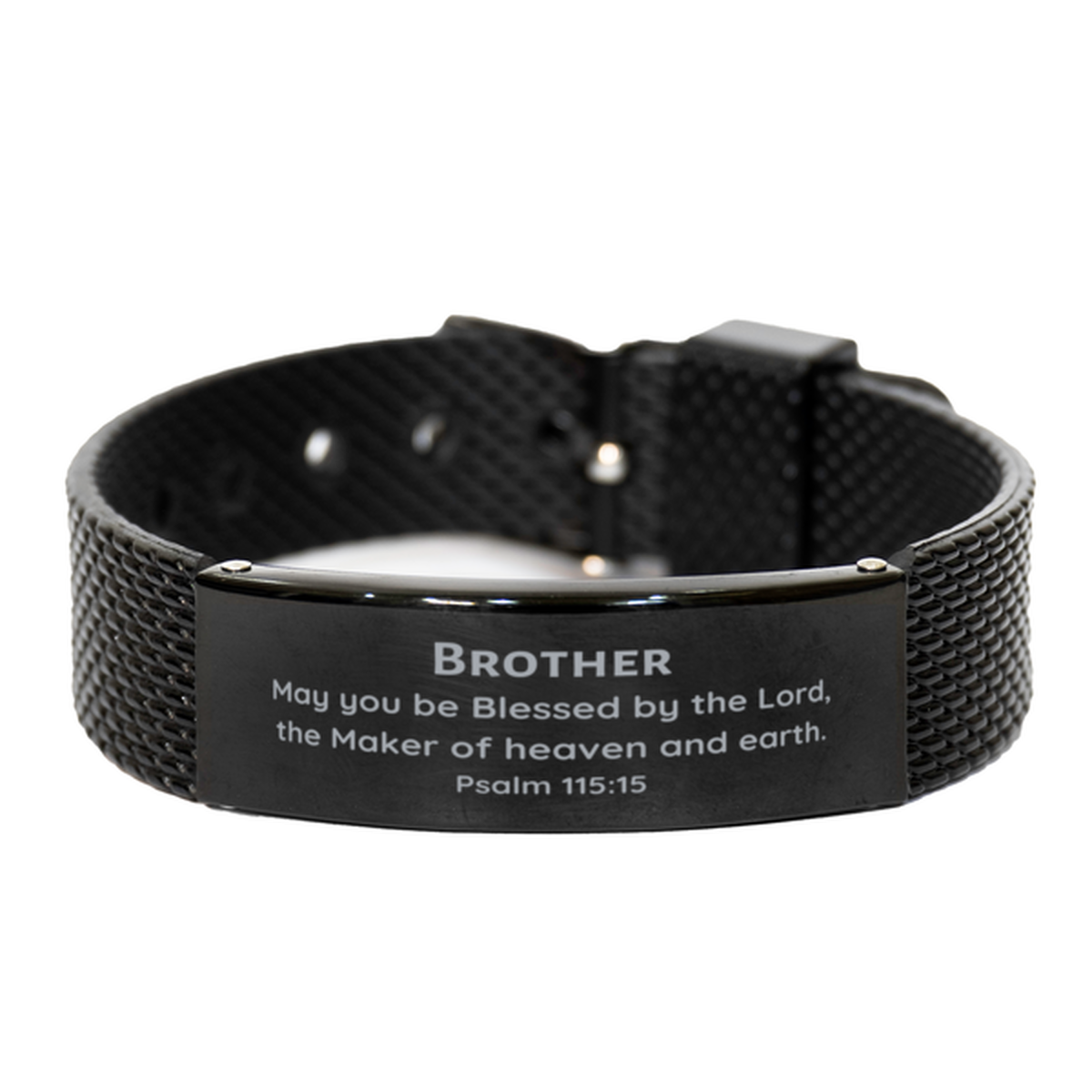 black shark mesh bracelet for brother inspiring psalm 115 15 gift for graduation or christmas unique and engraved accessories for men
