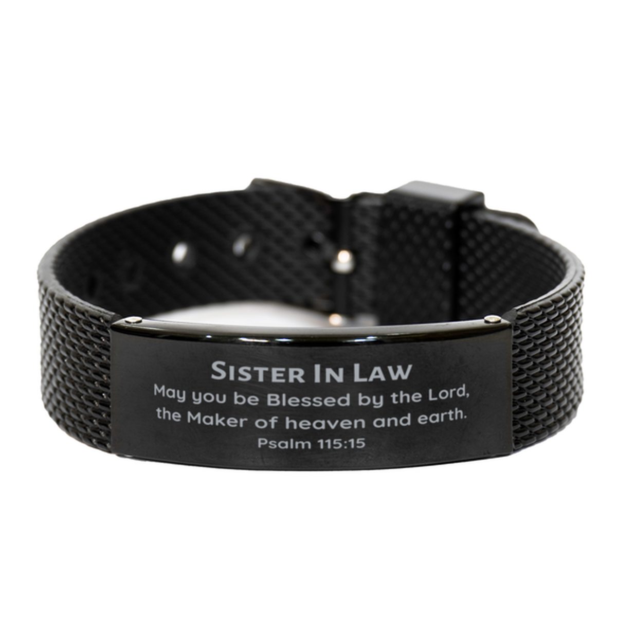 black shark mesh bracelet for sister in law blessed by the lord psalm 115 15 inspirational jewelry for birthday and graduation gifts