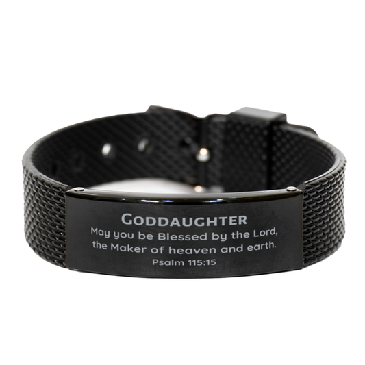 goddaughter psalm 115 15 black shark mesh bracelet for special occasions hopeful and unique gift for graduation birthday and christmas engraved blessings for confidence and inspirational style