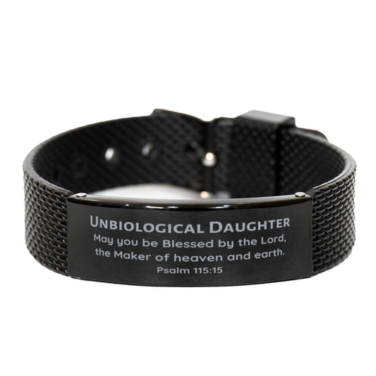 unbiological daughter black shark mesh bracelet may you be blessed by the lord psalm 115 15 inspirational jewelry gift for birthday christmas graduation
