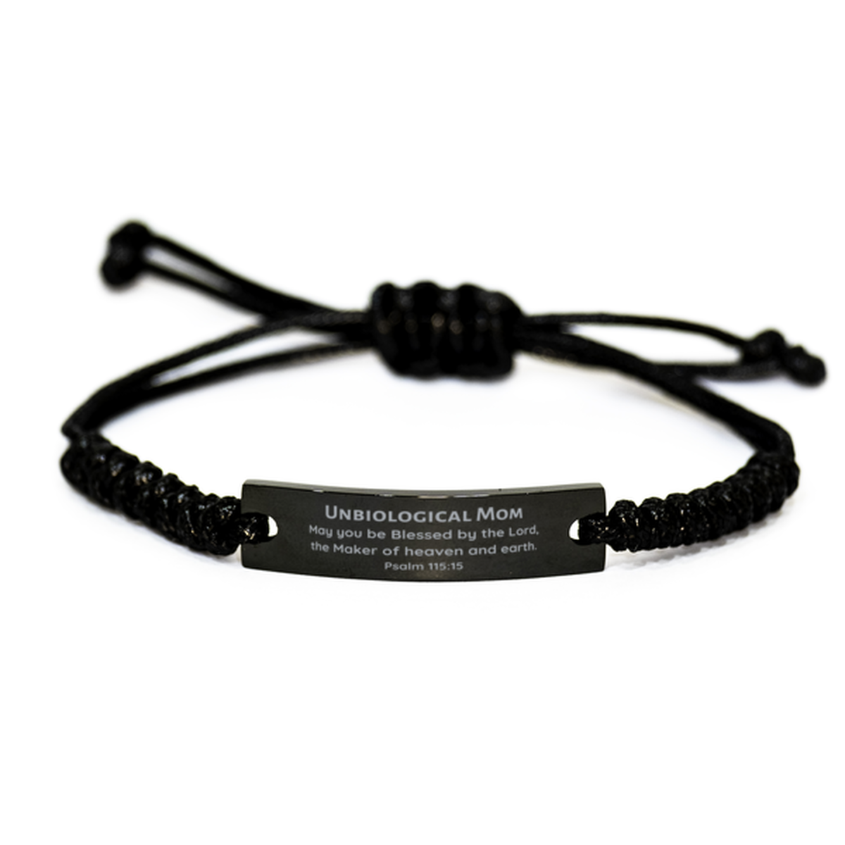 black rope bracelet unbiological mom blessed by the lord engraved jewelry for mothers day gift