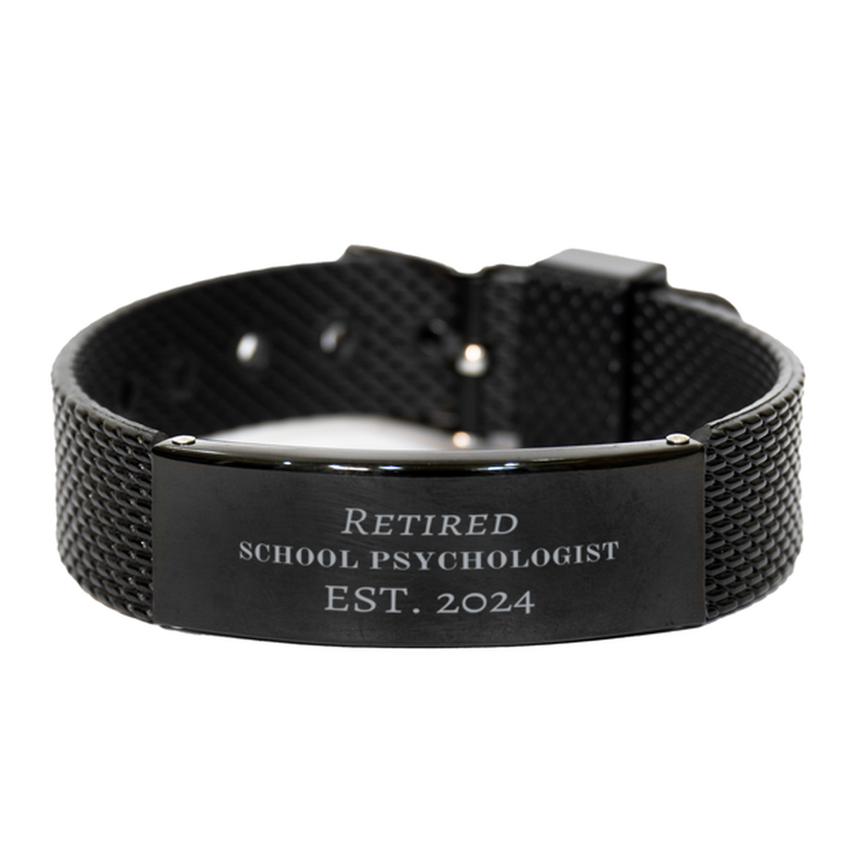school psychologist unique black shark mesh bracelet for retired psychologist est 2024 gift idea