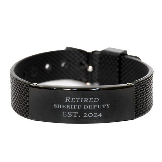 retired sheriff deputy 2024 black shark mesh bracelet perfect gift for law enforcement graduation and retirement unique deputy sheriff wristband with engraved quote