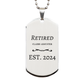retired claims adjuster dog tag engraved silver necklace for graduation gift and veterans day