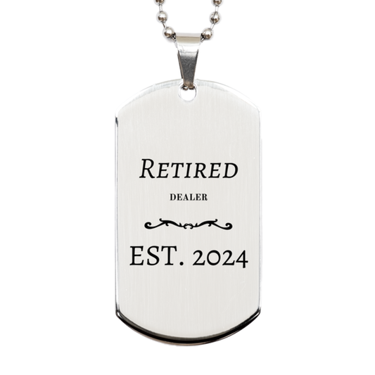 dealer silver dog tag retired est 2024 engraved gift for him veterans day birthday