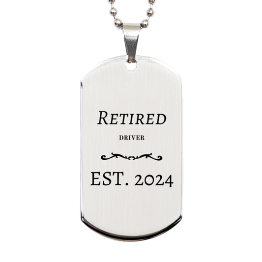 engraved silver dog tag for retired driver perfect gift for him for christmas graduation or veterans day driver niche est 2024