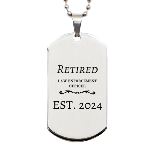 law enforcement officer retirement gift silver dog tag for a heroic retired officer est 2024 inspirational engraved tribute for graduation veterans day christmas and more