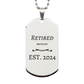 retired mechanic est 2024 silver dog tag engraved gift for him retirement fathers day