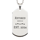 retired mortician est 2024 engraved silver dog tag for veterans day and christmas gifts