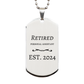 retired personal assistant est 2024 engraved silver dog tag for birthday and graduation gifts