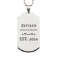 retired school psychologist 2024 engraved silver dog tag graduation gift