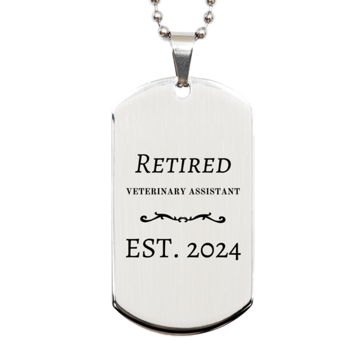 veterinary assistant silver dog tag retired 2024 inspirational gift for animal lovers on christmas graduation and birthday