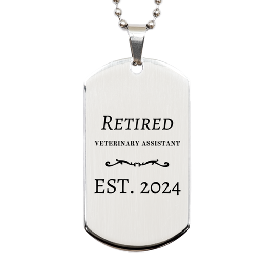 veterinary assistant silver dog tag retired 2024 inspirational gift for animal lovers on christmas graduation and birthday
