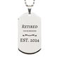 retired youth minister est 2024 engraved silver dog tag for christmas easter graduation veterans day gifts