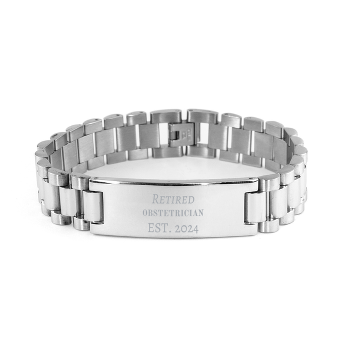 retired obstetrician est 2024 ladder stainless steel bracelet gift for graduation