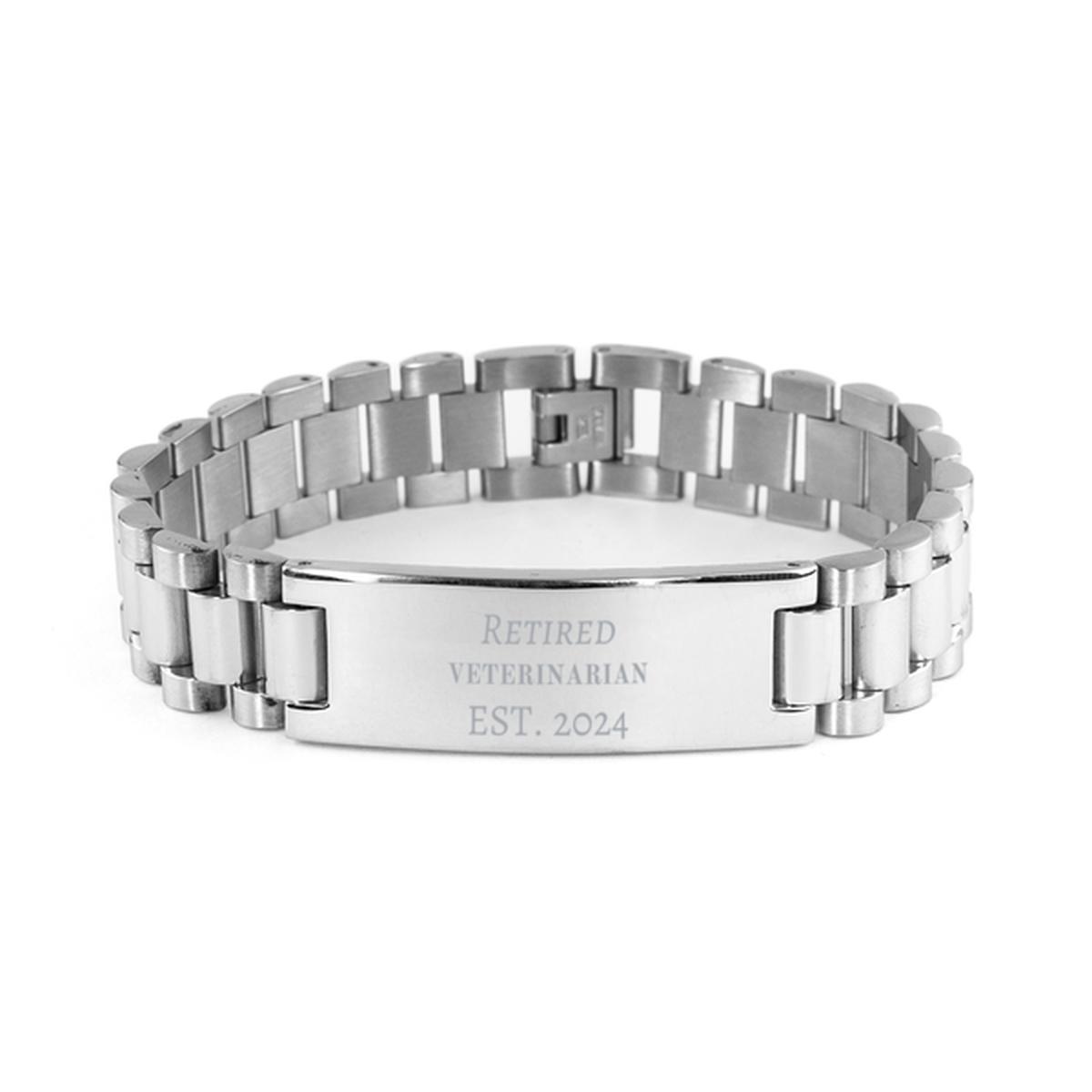 retired veterinarian est 2024 stainless steel bracelet gift for animal lovers on holidays or graduation