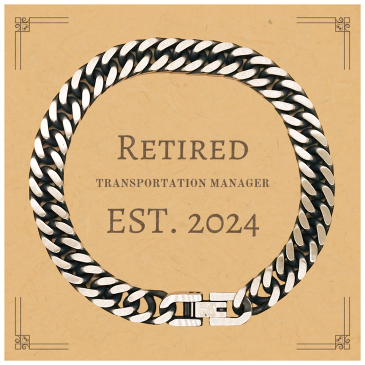 retired transportation manager est 2024 cuban link chain bracelet perfect gift for graduation holiday christmas veterans day