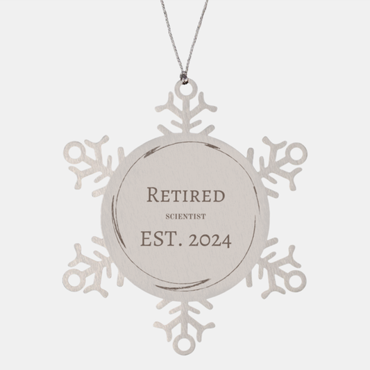 retired scientist est 2024 snowflake ornament perfect gift for christmas graduation and holidays scientist niche engraved decor