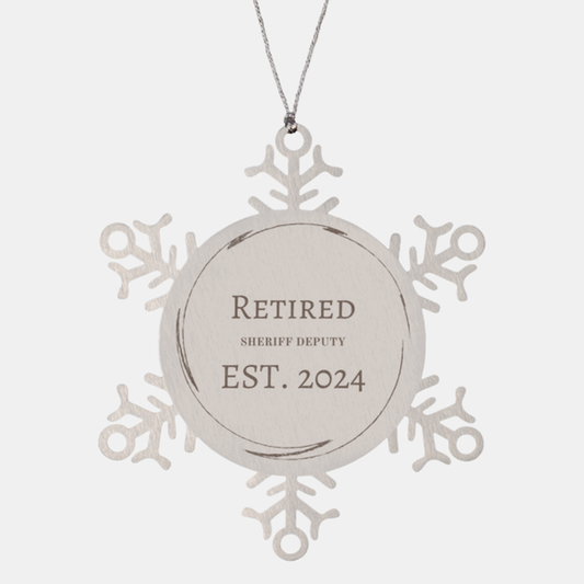 retired sheriff deputy est 2024 christmas snowflake ornament for the inspirational law enforcer in your life