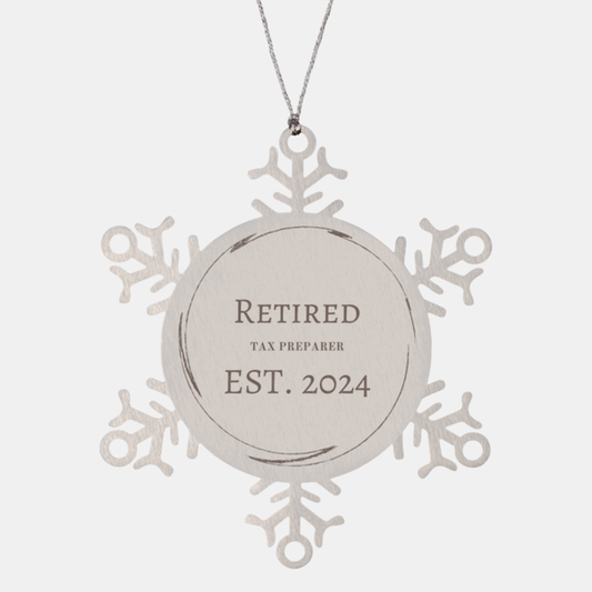 retired tax preparer snowflake ornament est 2024 engraved christmas gift for tax professionals