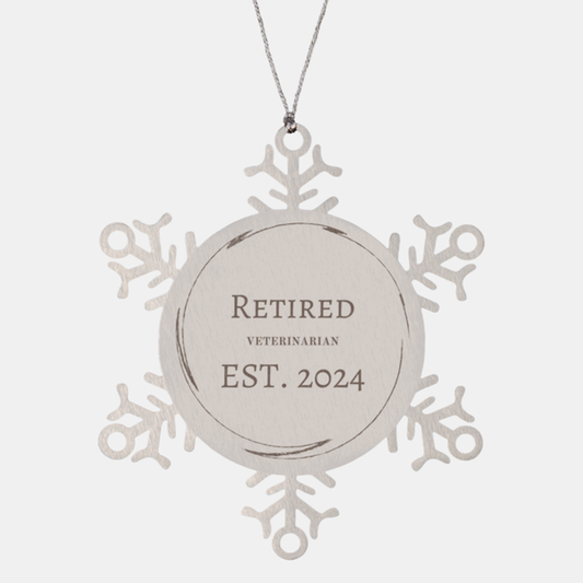 retired veterinarian est 2024 snowflake ornament perfect gift for holidays and christmas inspirational veterinarian decor for graduation