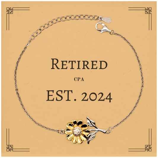retired cpa est 2024 sunflower bracelet for graduation inspirational gift
