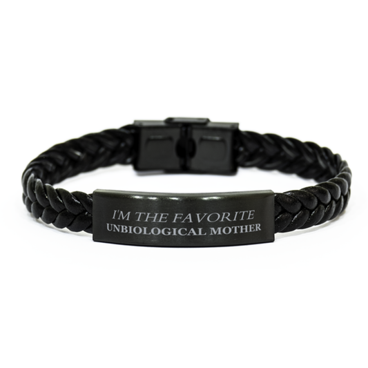 unbiological mother braided leather bracelet im the favorite mothers day gift for special unbiological mother unique inspirational bracelet for her birthday christmas and graduation