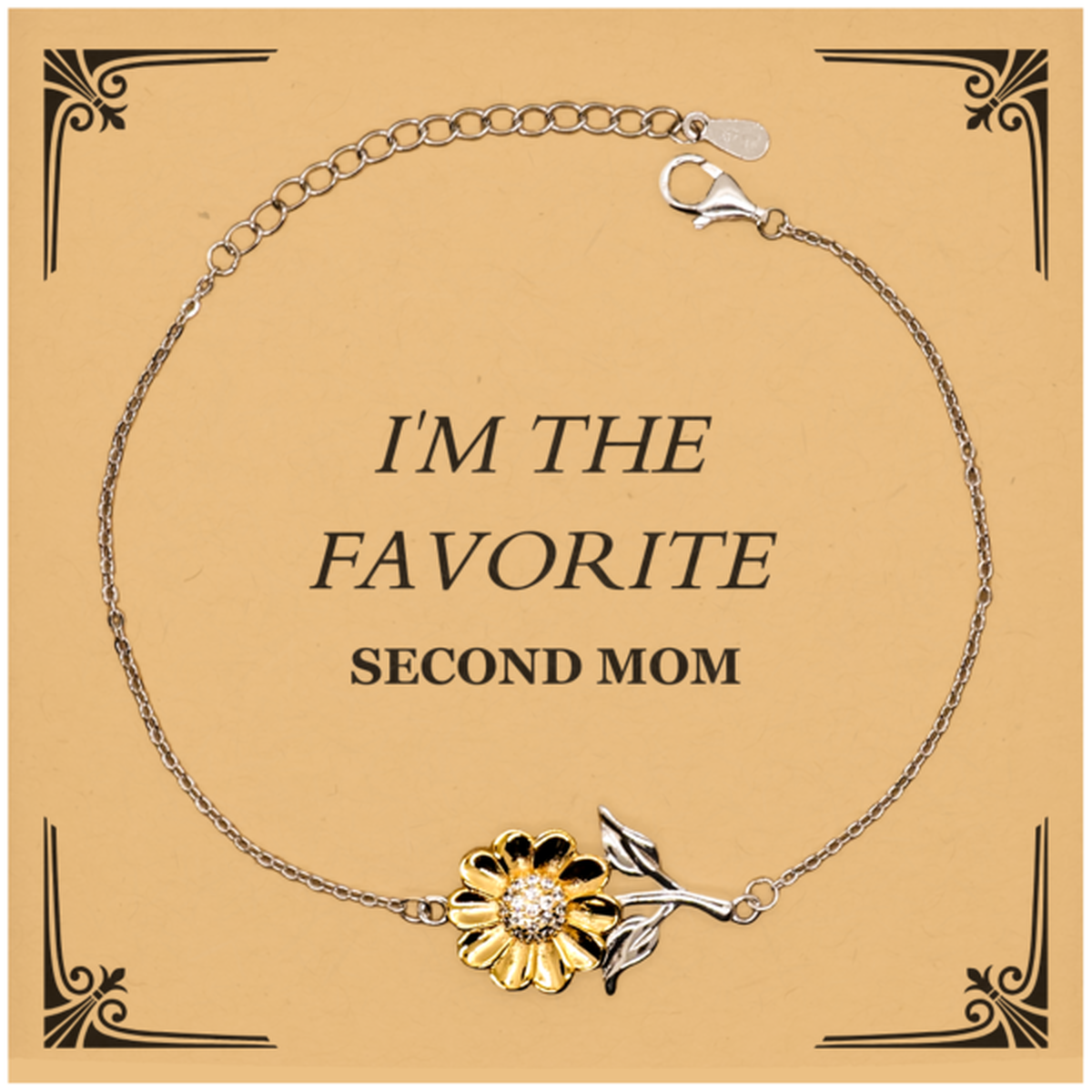 second mom sunflower bracelet im the favorite inspirational engraved gift for mothers day birthday christmas graduation unique jewelry for second mom who deserves the best