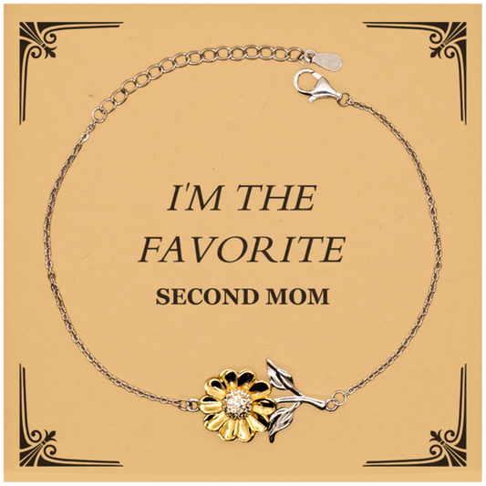 second mom sunflower bracelet im the favorite inspirational engraved gift for mothers day birthday christmas graduation unique jewelry for second mom who deserves the best