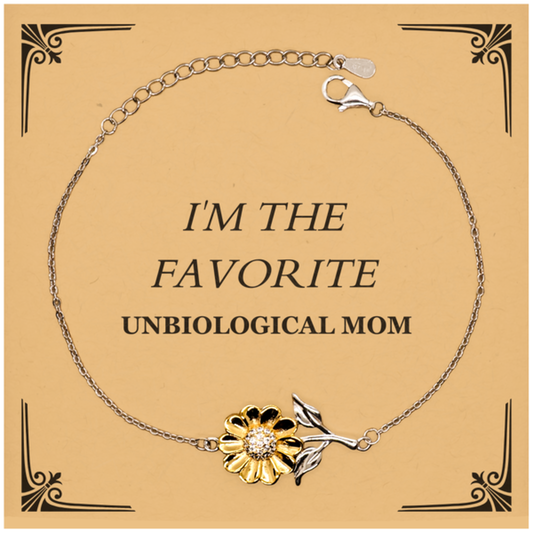 unbiological mom bracelet im the favorite engraved gift for mothers day birthday christmas sunflower bracelet for a special woman who deserves the best in life