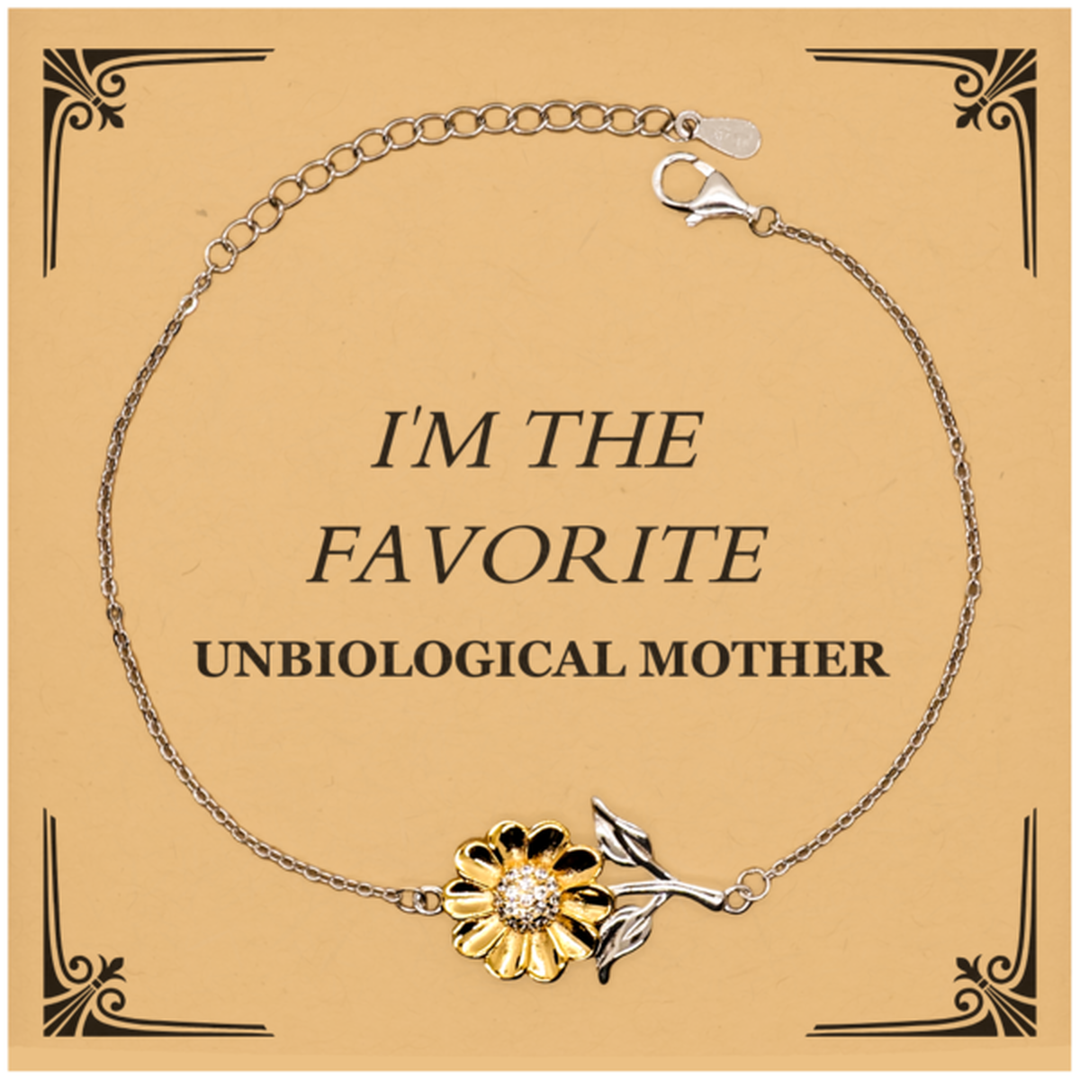unbiological mother sunflower bracelet im the favorite choice for mothers day birthday and holidays inspirational gift for mom grandma sister and friend engraved jewelry with hope and confidence