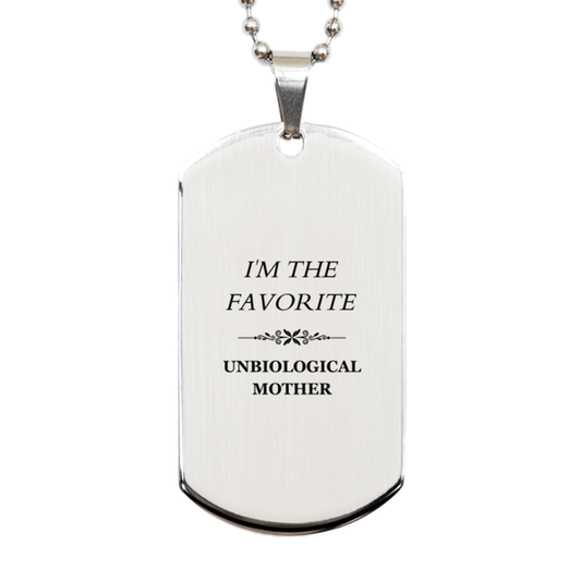 unique silver dog tag unbiological mother gift im the favorite engraved confident inspiration for mothers day christmas birthday perfect gift for unbiological mother express your love and appreciation for unbiological mother