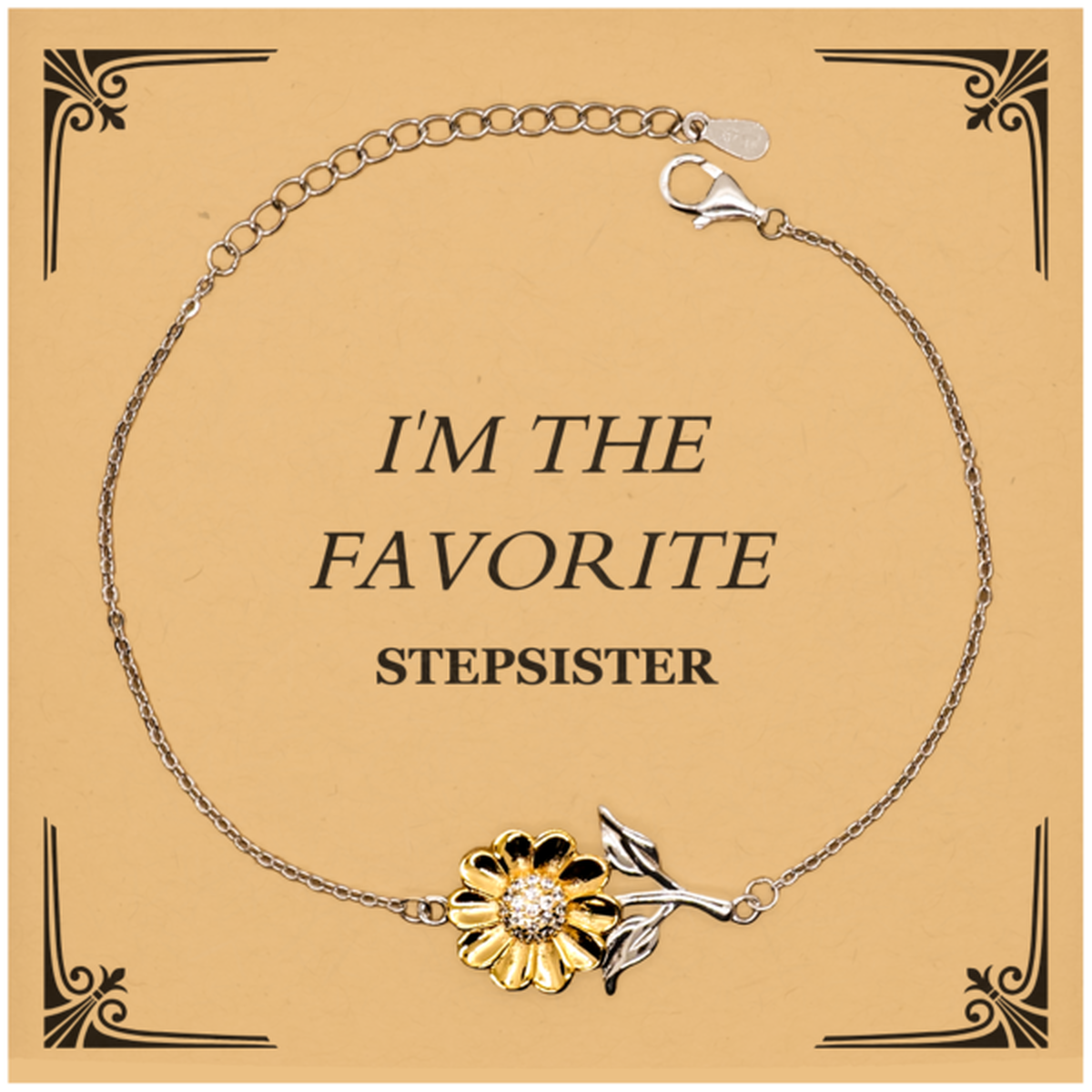 sunflower bracelet for stepsister im the favorite engraved confidence gift for birthday christmas holidays unique and inspirational jewelry to celebrate special bond
