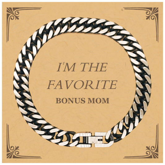 bonus mom cuban link chain bracelet im the favorite gifts for mothers day birthday christmas and holidays engraved jewelry for confidence and inspiration