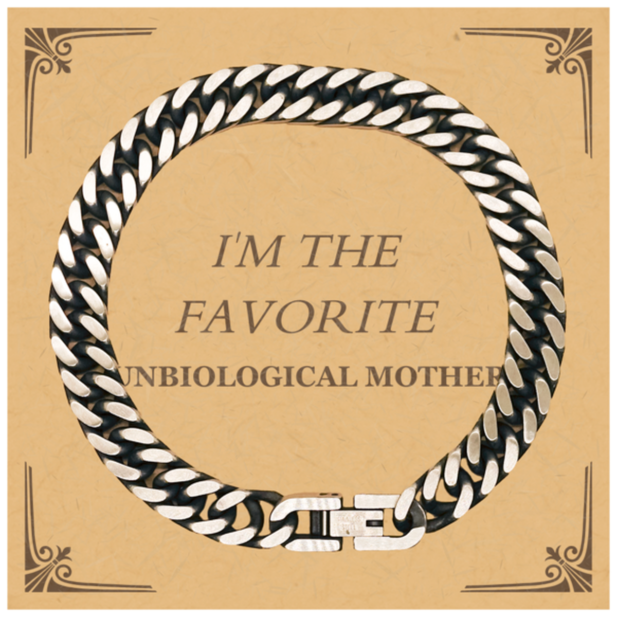 im the favorite unbiological mother cuban link chain bracelet perfect gift for mothers day birthday and christmas unique and inspirational jewelry for a special mom