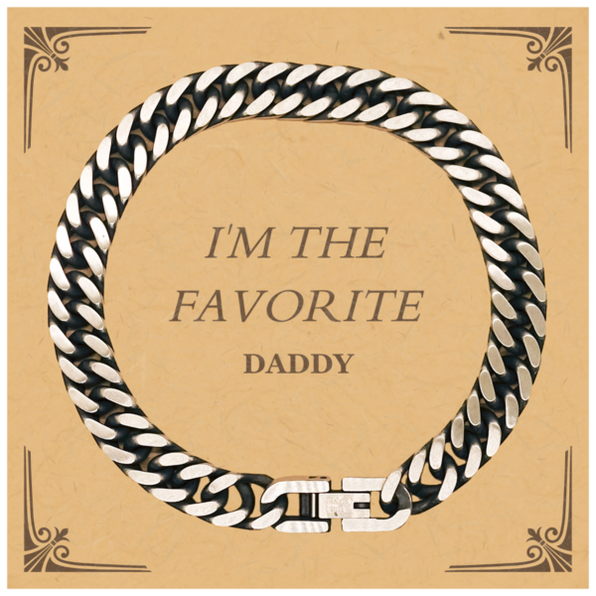 fathers day gift cuban link chain bracelet im the favorite daddy engraved dad birthday holiday jewelry for men