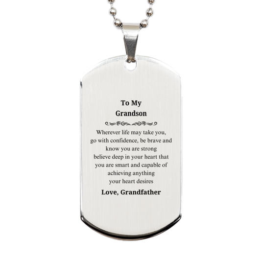 silver dog tag grandson inspirational engraved gift for veterans day