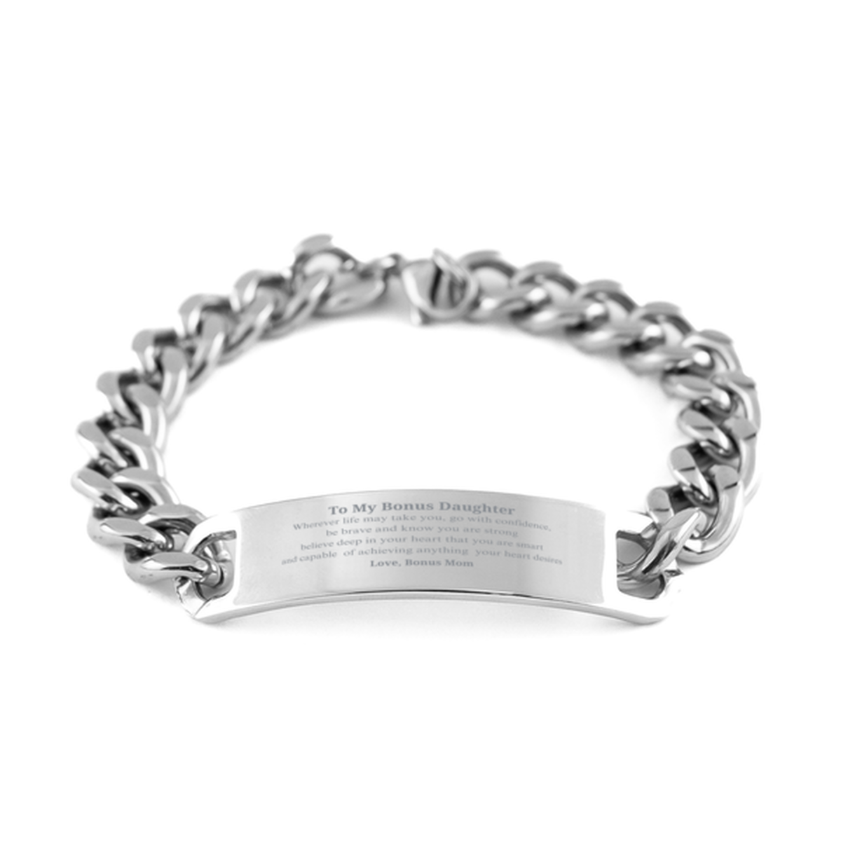 stainless steel cuban chain bracelet for bonus daughter believe deep in your heart that you are strong inspirational graduation gift for her