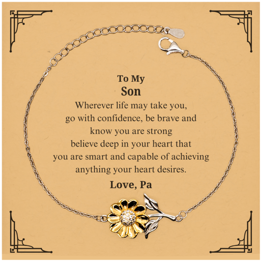 sunflower bracelet for son engraved inspirational message perfect gift for birthday graduation christmas confidence and love filled in every wear