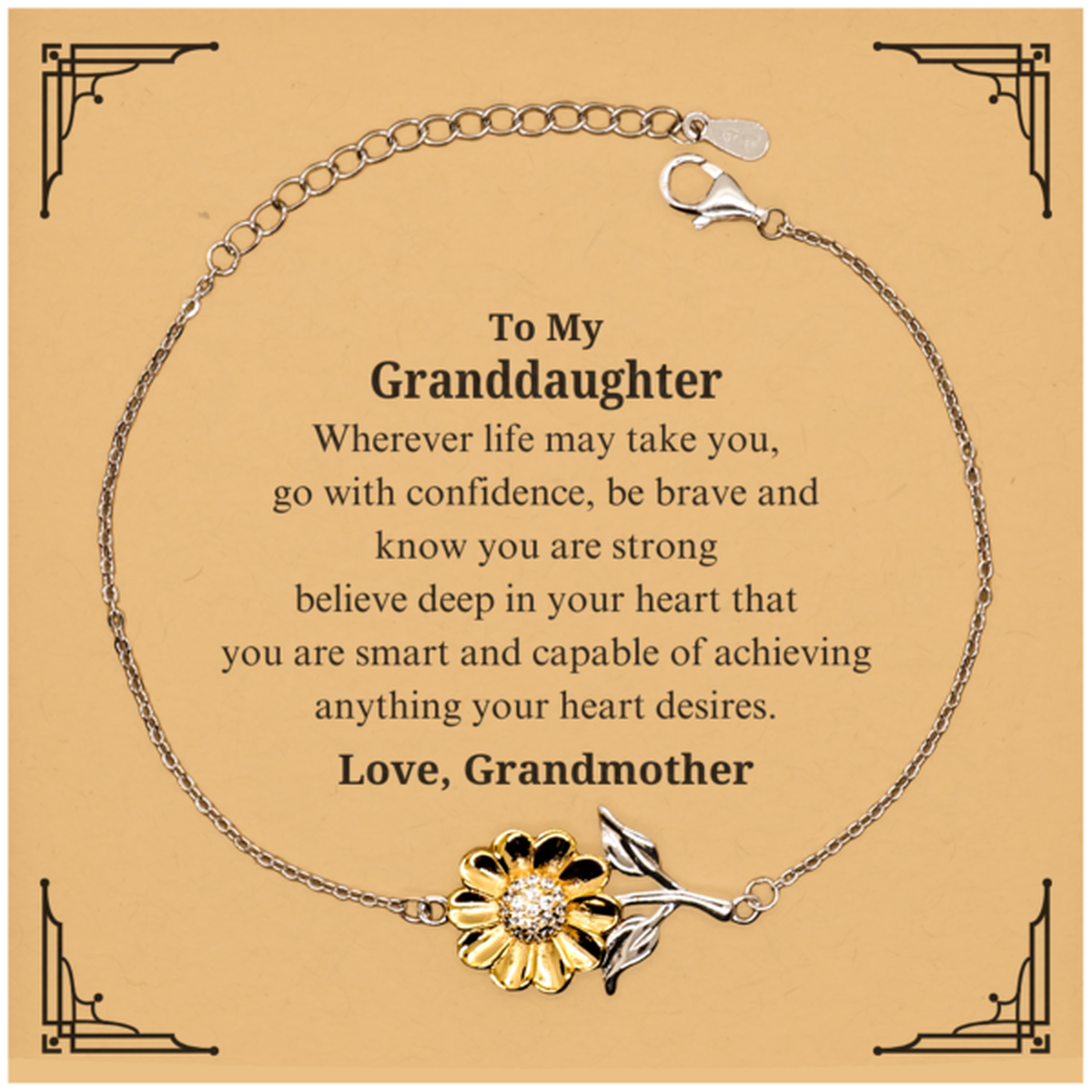 granddaughter sunflower bracelet engraved with inspirational quote perfect gift for holidays easter graduation show your granddaughter love and confidence