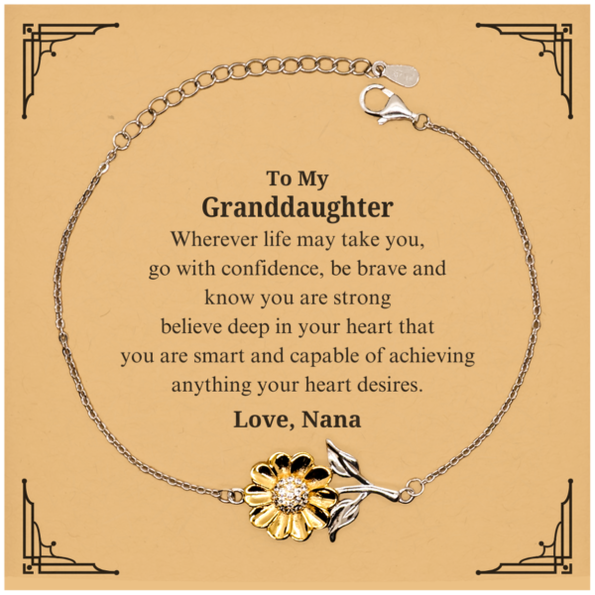 sunflower bracelet for granddaughter engraved inspirational quote perfect gift for birthday holidays and graduation confidence and strength jewelry to inspire her journey